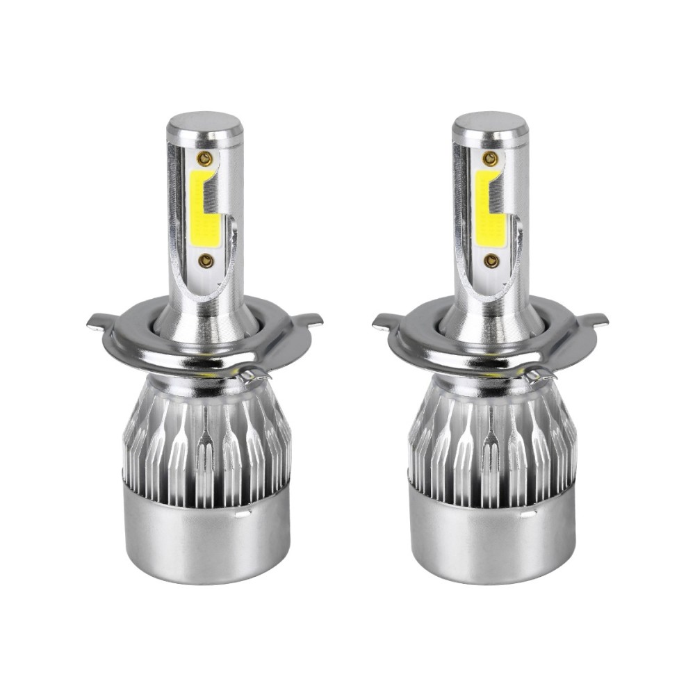 GLOBOSTAR® LEDKITC6 82002 Λάμπα H4 LED 24W/48W 3600lm/7200lm 360° DC 12-24V Αδιάβροχο IP65 Ψυχρό Λευκό 6000K - CREE COB Chip - Μ3.5 x Π3.5 x Υ9.5cm - Πακέτο 2 Τεμαχίων - 1 Χρόνο Εγγύηση