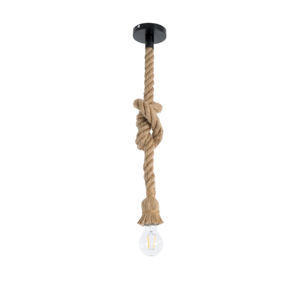 GLOBOSTAR® ROPE 01278 Boho Κρεμαστό Φωτιστικό Οροφής με Ντουί 1 x E27 AC 220-240V IP20 - Μπεζ - Μ10 x Π3.5 x Y100cm