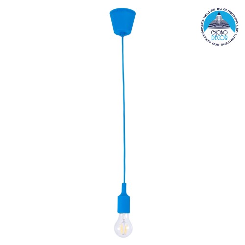 GLOBOSTAR® CABLITO 61558 Μοντέρνο Κρεμαστό Φωτιστικό Οροφής με Ντουί 1 x E27 AC 220-240V IP20 - Μπλε - Μ4 x Π4 x Υ110cm