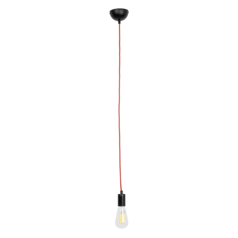 GLOBOSTAR® SUSPENS 90001 Μοντέρνο Κρεμαστό Φωτιστικό Οροφής με Ντουί 1 x E27 AC 220-240V IP20 - Μαύρο & Κόκιννο - Μ10 x Π10 x Υ100cm