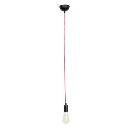 GLOBOSTAR® SUSPENS 90001 Μοντέρνο Κρεμαστό Φωτιστικό Οροφής με Ντουί 1 x E27 AC 220-240V IP20 - Μαύρο & Κόκιννο - Μ10 x Π10 x Υ100cm