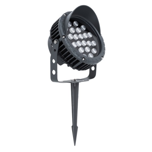 GLOBOSTAR® TREEVINA 90360 Φωτιστικό Σποτ με Αντιθαμβωτική Γρίλια για Φυτά - Δέντρα με Βάση Κήπου / Καρφωτό LED 24W 2640lm 10° DC 24V Αδιάβροχο IP65 Θερμό Λευκό 2700K Dimmable - Bridgelux SMD Chip - Γκρι Ανθρακί - Μ21.5 x Π18.3 x Υ14cm - 3 Χρόνια Εγγύηση