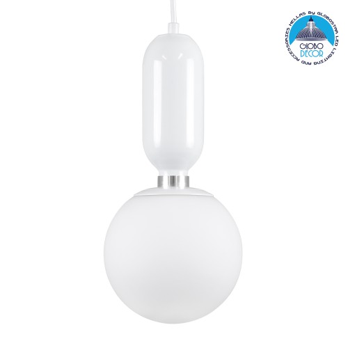 GLOBOSTAR® MAVERICK 00944 Μοντέρνο Κρεμαστό Φωτιστικό Οροφής με Ντουί 1 x E27 AC 220-240V IP20 - Λευκό - Μ15 x Π15 x Υ33cm