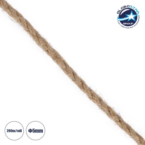 GLOBOSTAR® DECOR-ROPE 35050 Τριχιά Πλεκτό Σχοινί IP20 - Μπεζ - Μ20000 x Π0.5 x Υ0.5cm