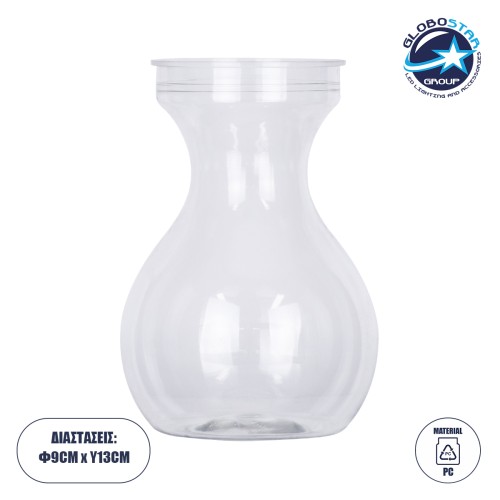 GloboStar® GRACE 35606 Διακοσμητικό Βάζο Πλαστικό Διάφανο Φ9 x Υ13cm