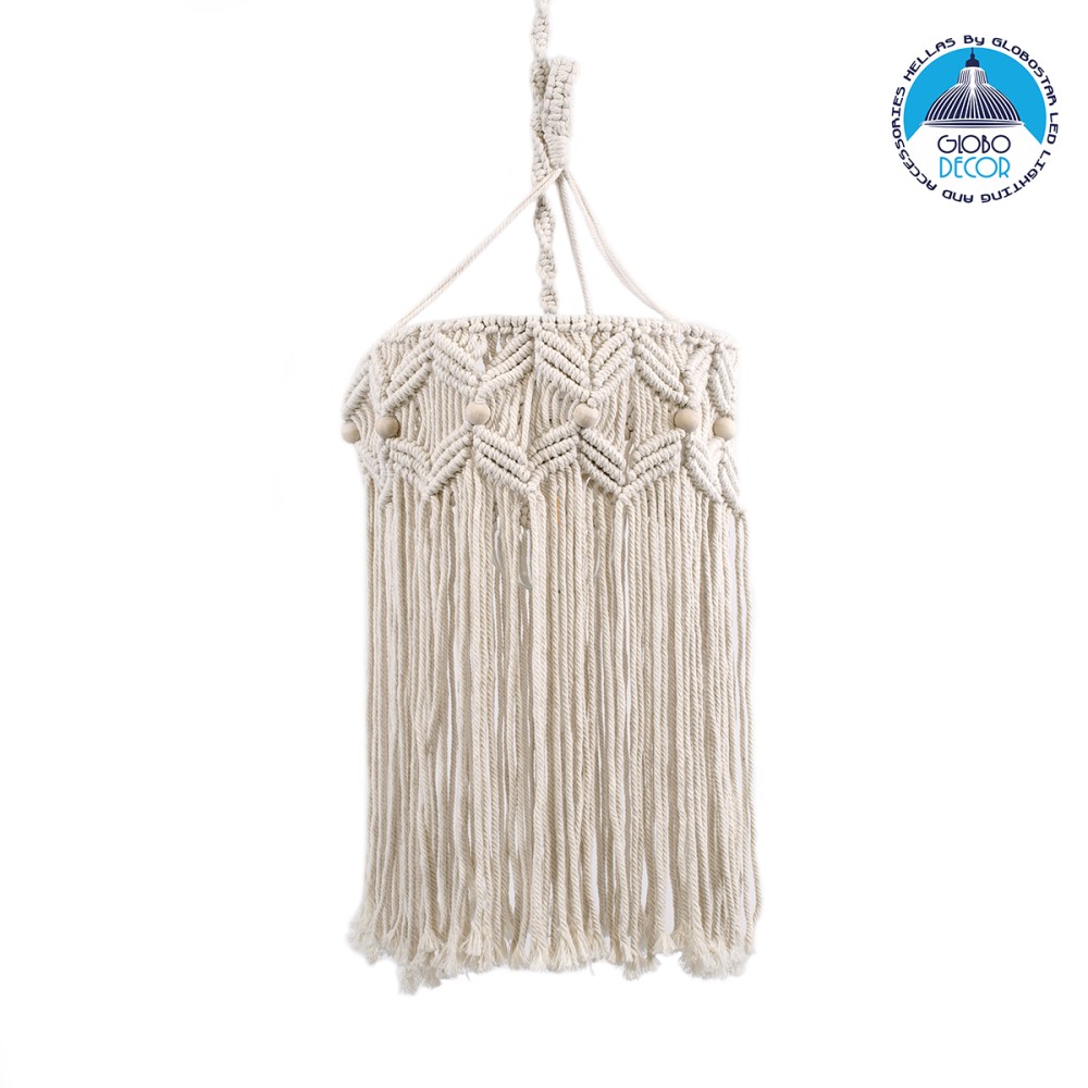 GLOBOSTAR® CONGO 36206 Boho Κρεμαστό Φωτιστικό Οροφής με Ντουί 1 x E27 AC 220-240V IP20 - Μπεζ - Μ30 x Π30 x Υ50cm
