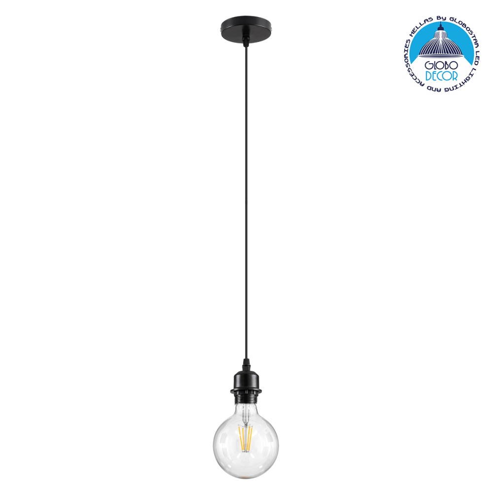 GLOBOSTAR® HANNA 36218 Μοντέρνο Φωτιστικό Οροφής με Ντουί 1 x E27 AC 220-240V IP20 - Μαύρο - Μ4 x Π4 x Υ110cm
