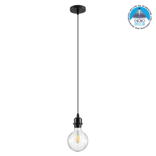 GLOBOSTAR® HANNA 36218 Μοντέρνο Φωτιστικό Οροφής με Ντουί 1 x E27 AC 220-240V IP20 - Μαύρο - Μ4 x Π4 x Υ110cm