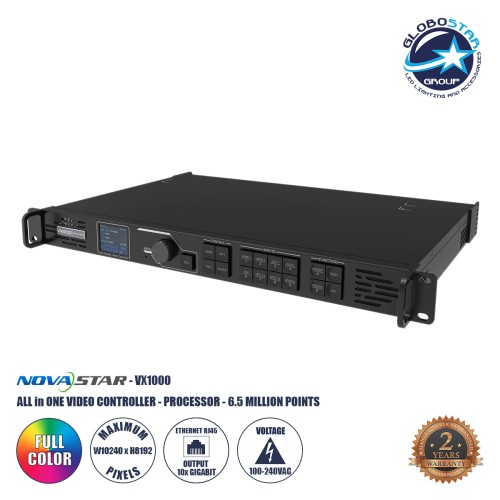GLOBOSTAR® VX1000 41016 Novastar VX1000 All in One Processor & Video Controller 4K για Οθόνες LED Video Wall 6.5 million pixel Max W10240px/Max H8192px - Input Signal W3840 x H1080@60Hz - 10 Gigabit Ethernet Output Port - AC 220-240V IP20 - Μ48.3 x Π3