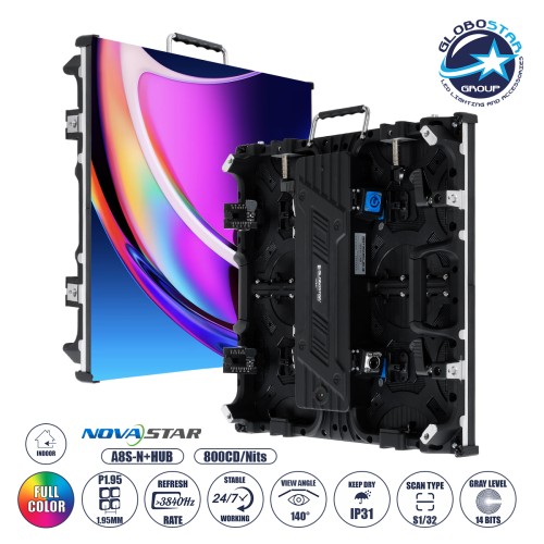 GLOBOSTAR® CRYSTALPIX 41039 Κυρτή Οθόνη Video Wall P1.95 GOB Καμπίνα 50x50cm LED 160W 3840Hz 65536 Dots ≥800cd/㎡ Nits AC 220-240V Εσωτερικού Χώρου IP31 Full Color S1/32 14Bits - Κάρτα NovaStar A8S-N+HUB - Curved -10/+15 Angle - Προστατευτικά Γωνιών - King