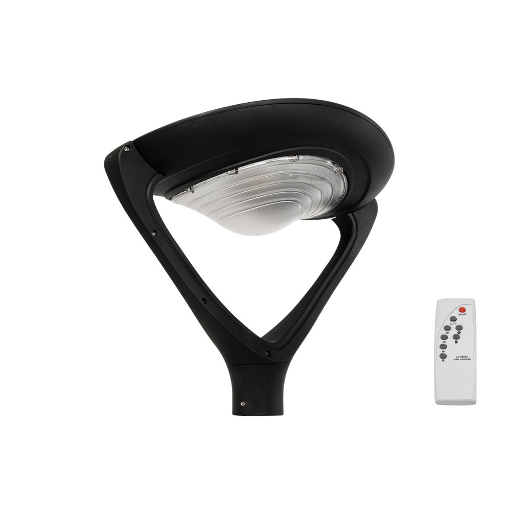 GLOBOSTAR® SQUARE 12117 Φωτιστικό Στύλου/Κολώνας Πλατείας/Πάρκου με Ασύρματο Χειριστήριο LED 25W 2500lm 120° Ενσωματωμένο Φωτοβολταϊκό Panel 5V 12W & Επαναφορτιζόμενη Μπαταρία Li-ion 3.2V 24000mAh με Αισθητήρα Κίνησης-Ημέρας-Νύχτας Αδιάβροχο IP65 Ψυχρ
