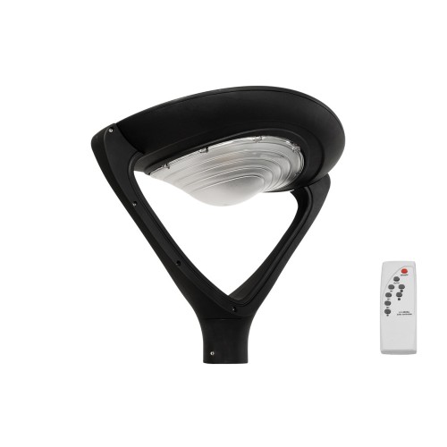 GLOBOSTAR® SQUARE 12117 Φωτιστικό Στύλου/Κολώνας Πλατείας/Πάρκου με Ασύρματο Χειριστήριο LED 25W 2500lm 120° Ενσωματωμένο Φωτοβολταϊκό Panel 5V 12W & Επαναφορτιζόμενη Μπαταρία Li-ion 3.2V 24000mAh με Αισθητήρα Κίνησης-Ημέρας-Νύχτας Αδιάβροχο IP65 Ψυχρ