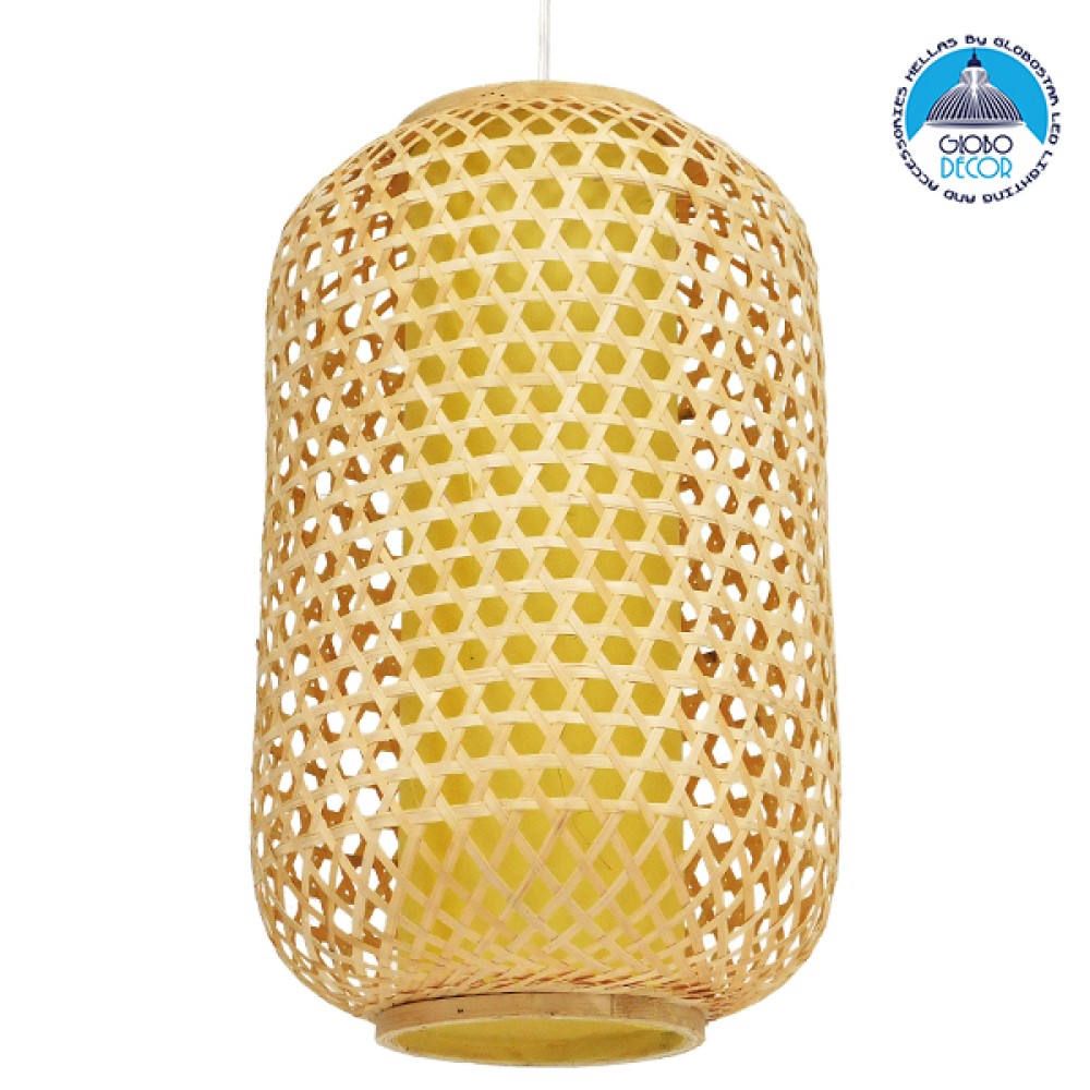 GLOBOSTAR® MAURITIUS 00900 Boho Κρεμαστό Φωτιστικό Οροφής με Ντουί 1 x E27 AC 220-240V IP20 - Μπεζ - Μ30 x Π30 x Υ50cm