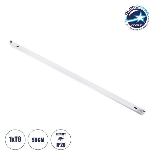 GloboStar® TUBATO 60148 Μεταλλικό Σκαφάκι για 1 x Λάμπα 90CM T8 G13 LED AC 220-240V IP20 Μ90 x Π3.4 x Υ4.3cm - 5 Χρόνια Εγγύηση