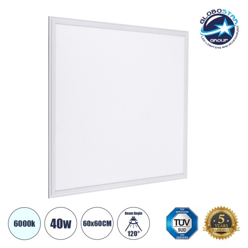 GLOBOSTAR® PANELETI 60206 Χωνευτό Panel Οροφής 60x60 LED 40W 4000lm 120° UGR<19 AC 220-240V IP20 Ψυχρό Λευκό 6000K - Lumileds SMD Chip & TÜV SÜD Driver - Λευκό Γαλακτερό - Μ60 x Π60 x Υ1.5cm / Q56 x 56cm - 5 Χρόνια Εγγύηση