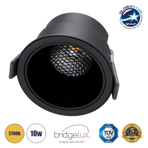 GLOBOSTAR® PLUTO-M 60257 Χωνευτό Downlight Σποτ με Honeycomb Anti Glare Reflector LED 10W 1250lm 38° AC 220-240V IP20 Θερμό Λευκό 2700K - Bridgelux COB Chip & TÜV SÜD Driver - Μαύρο Ματ - Μ8.4 x Π8.4 x Υ5.9cm / Q7.5cm - 5 Χρόνια Εγγύηση