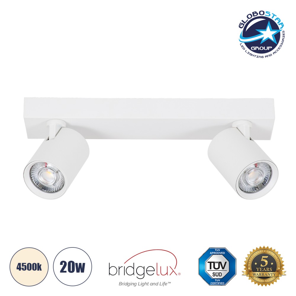 GLOBOSTAR® LEONARDO 60347 Μοντέρνο Φωτιστικό Οροφής LED 20W 2400lm 60° AC 220-240V IP20 Φυσικό Λευκό 4500K - Bridgelux COB - Λευκό - Μ32 x Π7 x Υ11.8cm - 5 Χρόνια Εγγύηση