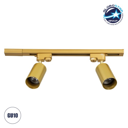 GLOBOSTAR® LEO 60358 Μοντέρνο Φωτιστικό Οροφής με Ντουί 2 x GU10 AC 220-240V IP20 - Χρυσό Πλατίνα - Μ50.5 x Π6 x Υ20cm