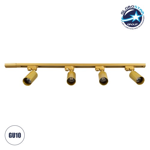 GLOBOSTAR® LEO 60360 Μοντέρνο Φωτιστικό Οροφής με Ντουί 4 x GU10 AC 220-240V IP20 - Χρυσό Πλατίνα - Μ100 x Π6 x Υ20cm