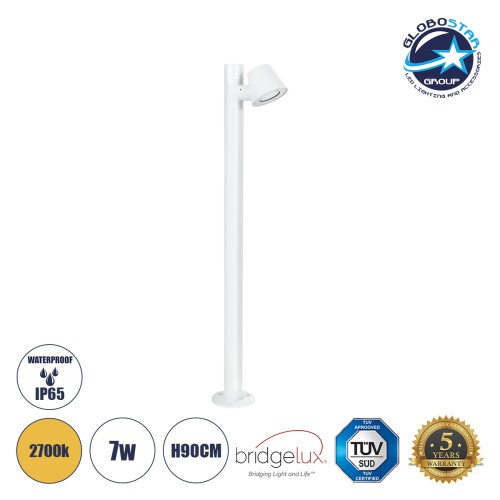 GloboStar® GARDENIA 60506 Φωτιστικό Κήπου - Κολωνάκι Αρχιτεκτονικού Φωτισμού Εξωτερικού Χώρου LED 7W 700lm 60° AC220-240V Αδιάβροχο IP65 - Σώμα Αλουμινίου & Tempered Glass - Μ12 x Π18 x Υ90cm - Θερμό Λευκό 2700K - Λευκό - Bridgelux Chip - 5 Years Warr