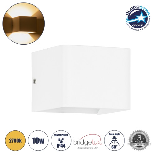 GLOBOSTAR® CIRCOA 60533 Μοντέρνο Φωτιστικό Τοίχου - Απλίκα LED 10W 1000lm 60°/60° AC 220-240V Αδιάβροχο IP44 Θερμό Λευκό 2700K - Bridgelux COB Chip & TÜV SÜD Driver - Λευκό Ματ - Μ10 x Π8 x Υ10cm - 5 Χρόνια Εγγύηση