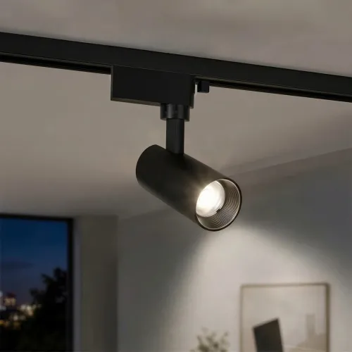 GLOBOSTAR® LUGANO 60804 Μονοφασικό Σποτ Ράγας LED 10W 1250lm 36° AC 220-240V IP20 Φυσικό Λευκό 4500K - Bridgelux COB Chip & TÜV SÜD Driver - Eurotrack 1PH - Μαύρο Ματ - Μ8.5 x Π5 x Υ18cm - 5 Χρόνια Εγγύηση