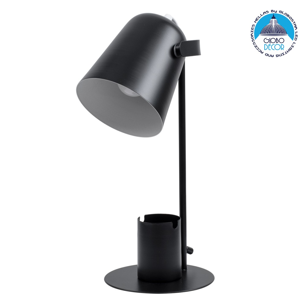 GLOBOSTAR® PENCASE 61563 Μοντέρνο Επιτραπέζιο Φωτιστικό Πορτατίφ με Ντουί 1 x E27 AC 220-240V IP20 - Μαύρο - Μ12 x Π15 x Υ38cm