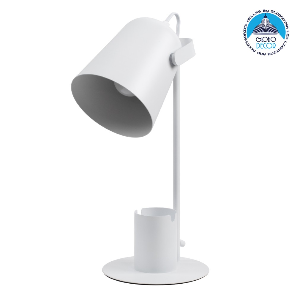 GLOBOSTAR® PENCASE 61564 Μοντέρνο Επιτραπέζιο Φωτιστικό Πορτατίφ με Ντουί 1 x E27 AC 220-240V IP20 - Λευκό - Μ12 x Π15 x Υ38cm