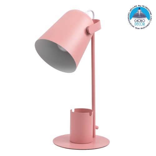 GLOBOSTAR® PENCASE 61565 Μοντέρνο Επιτραπέζιο Φωτιστικό Πορτατίφ με Ντουί 1 x E27 AC 220-240V IP20 - Ροζ - Μ12 x Π15 x Υ38cm