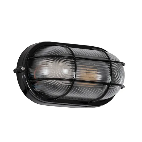 GLOBOSTAR® BOATLIGHT 61583 Vintage Φωτιστικό Καραβοχελώνα Τοίχου & Οροφής με Ντουί 1 x E27 AC 220-240V Αδιάβροχο IP65 - Μαύρο Ματ - Μ21 x Π10.4 x Υ9cm