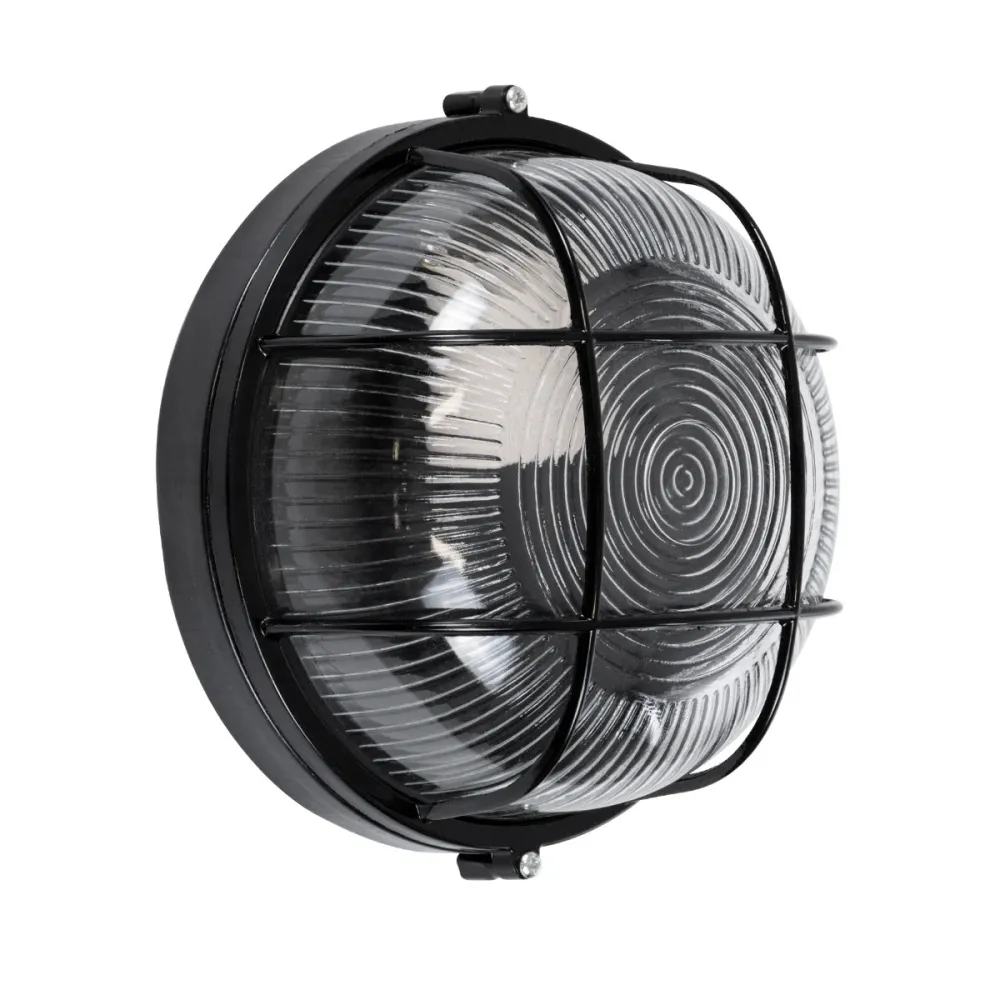 GLOBOSTAR® BOATLIGHT 61586 Vintage Φωτιστικό Καραβοχελώνα Τοίχου & Οροφής με Ντουί 1 x E27 AC 220-240V Αδιάβροχο IP65 - Μαύρο Ματ - Μ17.5 x Π17.5 x Υ9cm