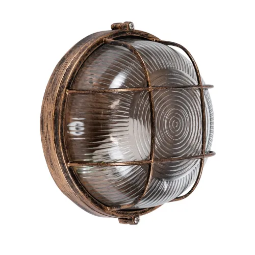 GLOBOSTAR® BOATLIGHT 61587 Vintage Φωτιστικό Καραβοχελώνα Τοίχου & Οροφής με Ντουί 1 x E27 AC 220-240V Αδιάβροχο IP65 - Χάλκινο Εφέ Σκουριάς Ματ - Μ17.5 x Π17.5 x Υ9cm