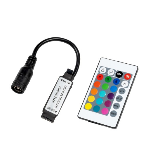 GloboStar® 73402 Ασύρματος LED RGB Controller με Χειριστήριο IR 5v (30w) 12v (72w) 24v (144w) 16x1.2x1.2