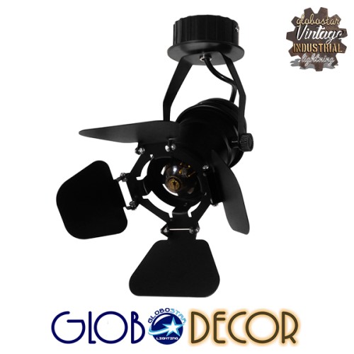 GLOBOSTAR® BROADWAY 01371 Vintage Φωτιστικό Οροφής με Ντουί 1 x E27 AC 220-240V IP20 - Μαύρο - Μ20 x Π20 x Υ27.5cm