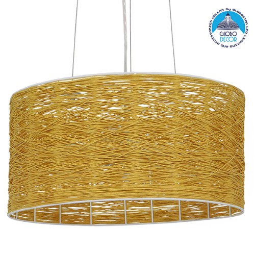 GLOBOSTAR® INCASS 01630 Vintage Κρεμαστό Φωτιστικό Οροφής με Ντουί 3 x E27 AC 220-240V IP20 - Μπεζ - Μ40 x Π40 x Υ22cm