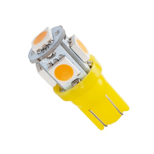 GloboStar® T10 W5W 81054 Λάμπα Αυτοκινήτου LED 5xSMD5050 0.36W 45lm 360° DC 12V IP20 Φ1.2 x Υ2.7cm Πορτοκαλί