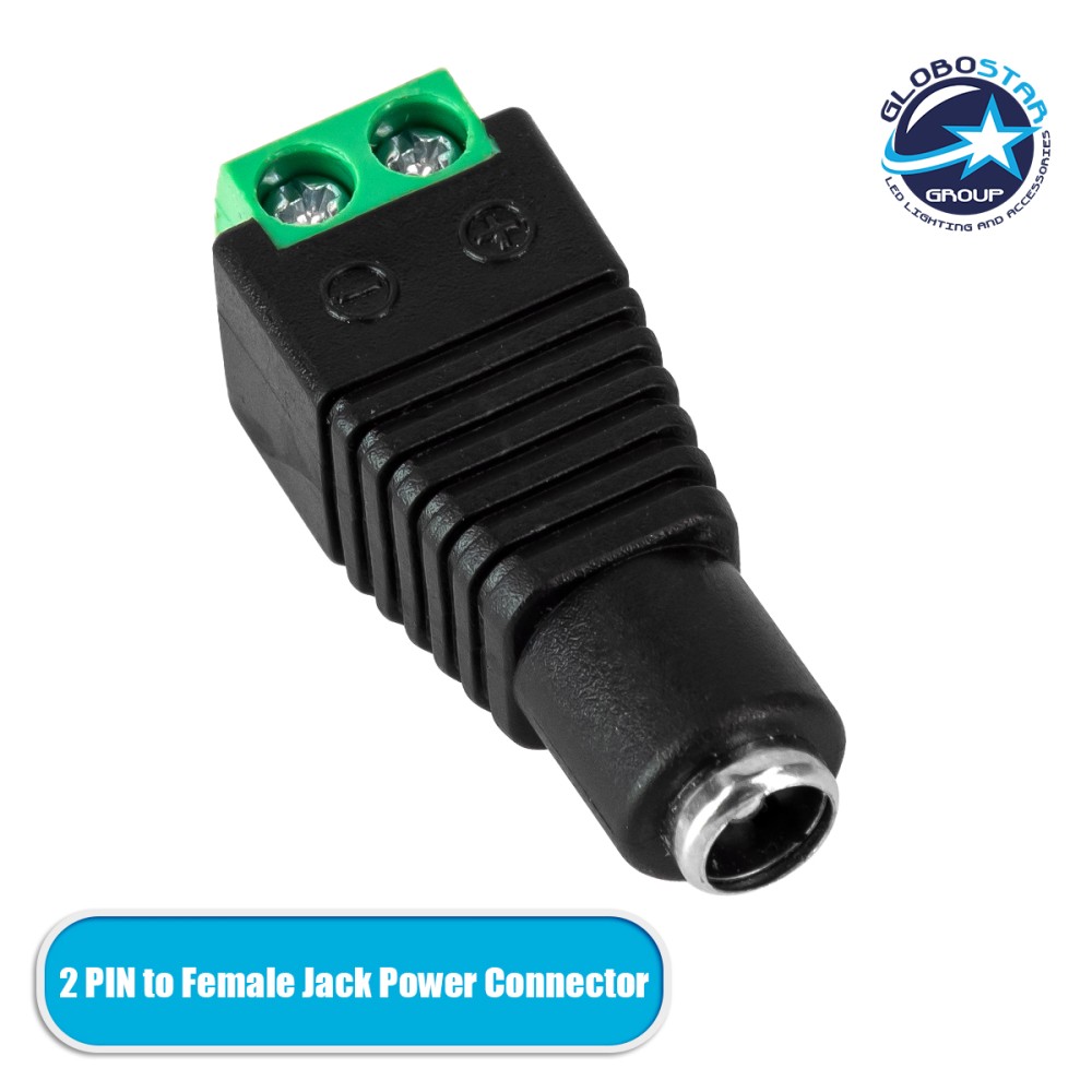 GLOBOSTAR® STRIPDC 70703 Ταχυσύνδεσμος DC Jack 5.5x2.1mm Θηλυκός σε Κλέμα IP20 - Μαύρο - Μ3.7 x Π1.4 x Υ1.2cm