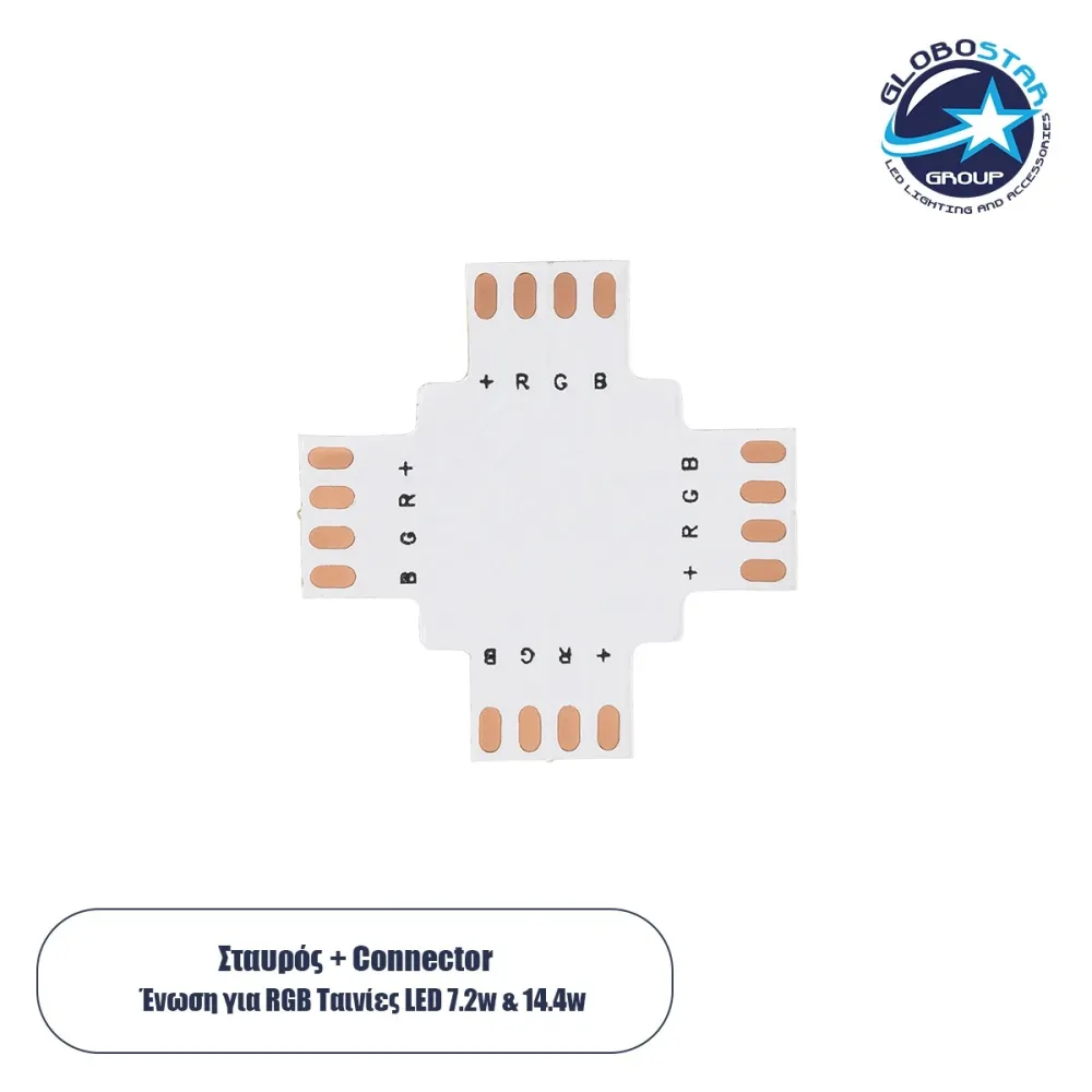 GLOBOSTAR® STRIPCON 70709 + Σύνδεσμος για Ταινία LED RGB 10mm σε 10mm IP20 - Λευκό - Μ3 x Π3 x Υ0.1cm