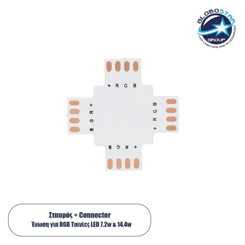 GLOBOSTAR® STRIPCON 70709 + Σύνδεσμος για Ταινία LED RGB 10mm σε 10mm IP20 - Λευκό - Μ3 x Π3 x Υ0.1cm