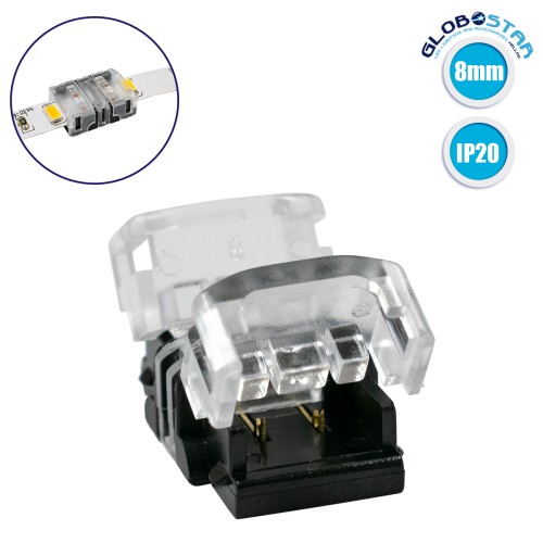 GLOBOSTAR® STRIPCON 70713 Ταχυσύνδεσμος για Μονόχρωμη Ταινία LED 8mm σε 8mm IP20 - Διάφανο - Μ1.3 x Π1.9 x Υ0.8cm
