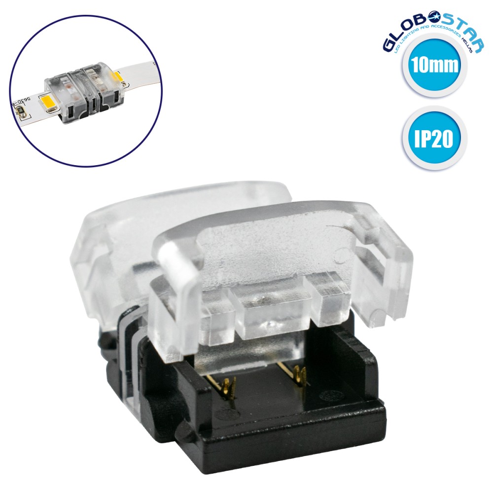 GLOBOSTAR® STRIPCON 70717 Ταχυσύνδεσμος για Μονόχρωμη Ταινία LED 10mm σε 10mm IP20 - Διάφανο - Μ1.5 x Π1.9 x Υ0.8cm