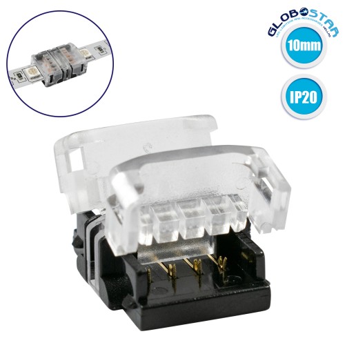 GLOBOSTAR® STRIPCON 70721 Ταχυσύνδεσμος για RGB Ταινία LED 10mm σε 10mm IP20 - Διάφανο - Μ1.5 x Π1.9 x Υ0.8cm