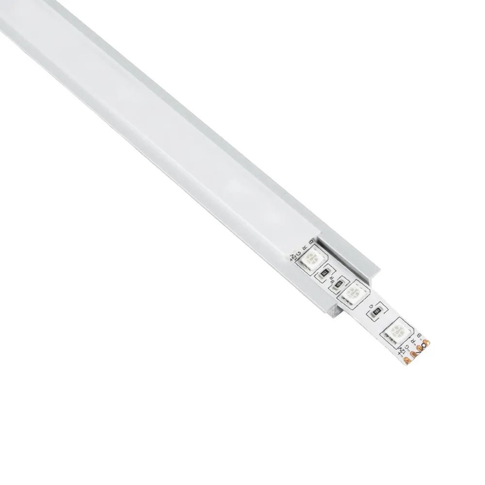 GLOBOSTAR® ALP-LINEAR RECCA 70807-1M Χωνευτό Προφίλ Αλουμινίου με Λευκό Γαλακτερό Πατητό Κάλυμμα για Ταινίες LED IP20 - Ασημί & Λευκό - Μ102 x Π2.2 x Υ0.8cm