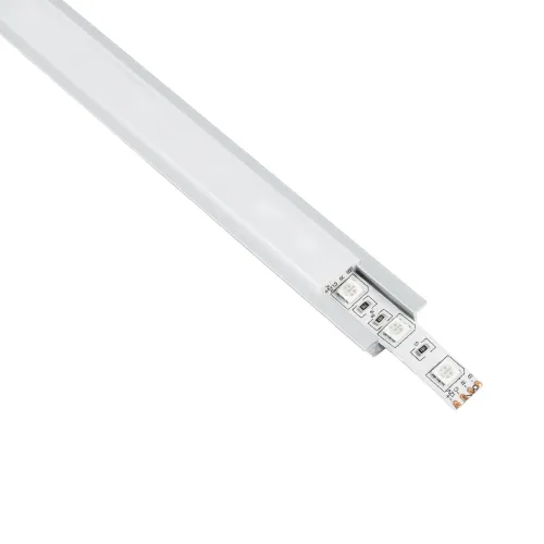 GLOBOSTAR® ALP-LINEAR RECCA 70807-1M Χωνευτό Προφίλ Αλουμινίου με Λευκό Γαλακτερό Πατητό Κάλυμμα για Ταινίες LED IP20 - Ασημί & Λευκό - Μ102 x Π2.2 x Υ0.8cm