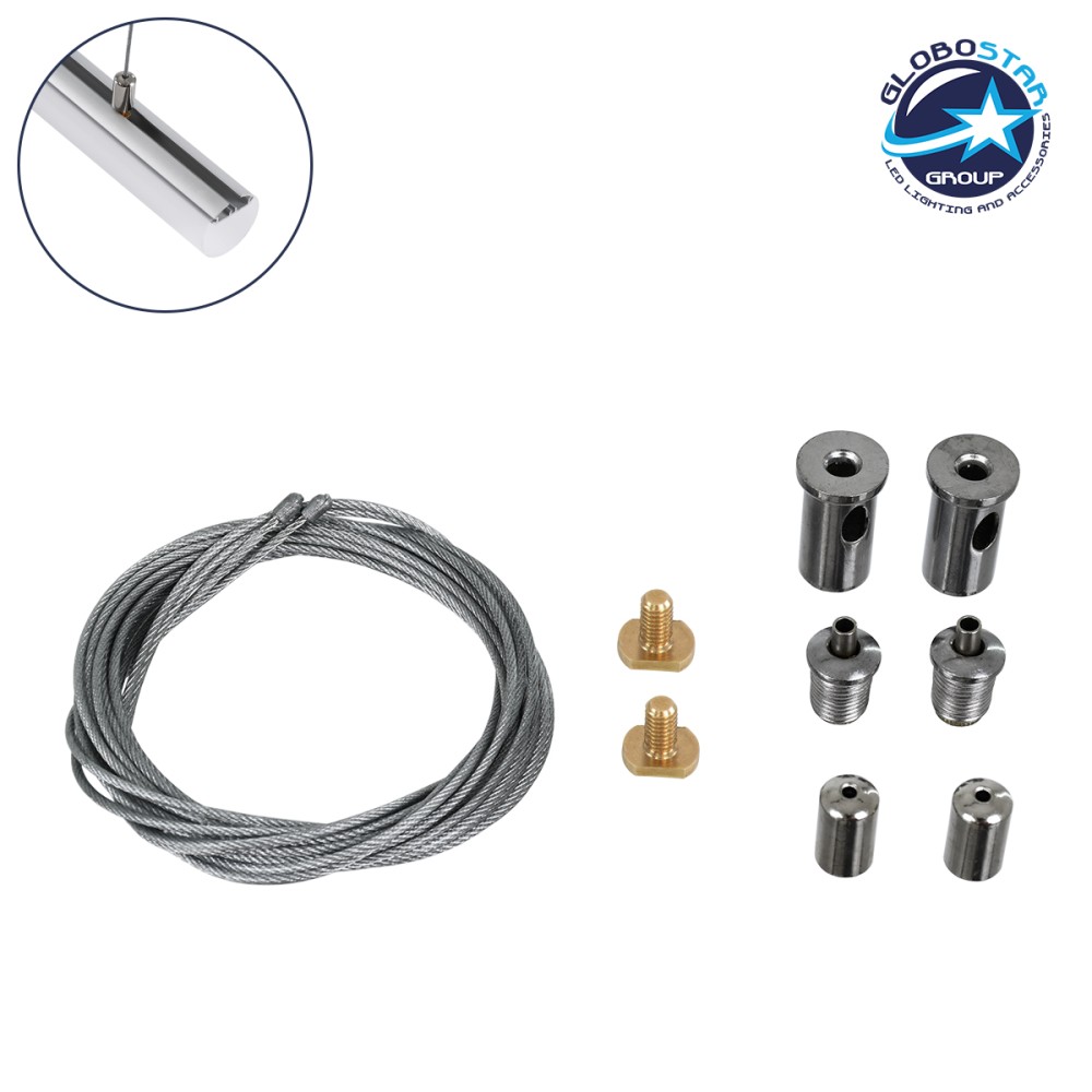 GLOBOSTAR® SUSPENSION 70897 Σύστημα Κρέμασης με 2 Ρυθμιζόμενες Ντίζες & Εξαρτήματα Ειδικό για Προφίλ Αλουμινίου - Μ1 x Π1 x Υ200cm