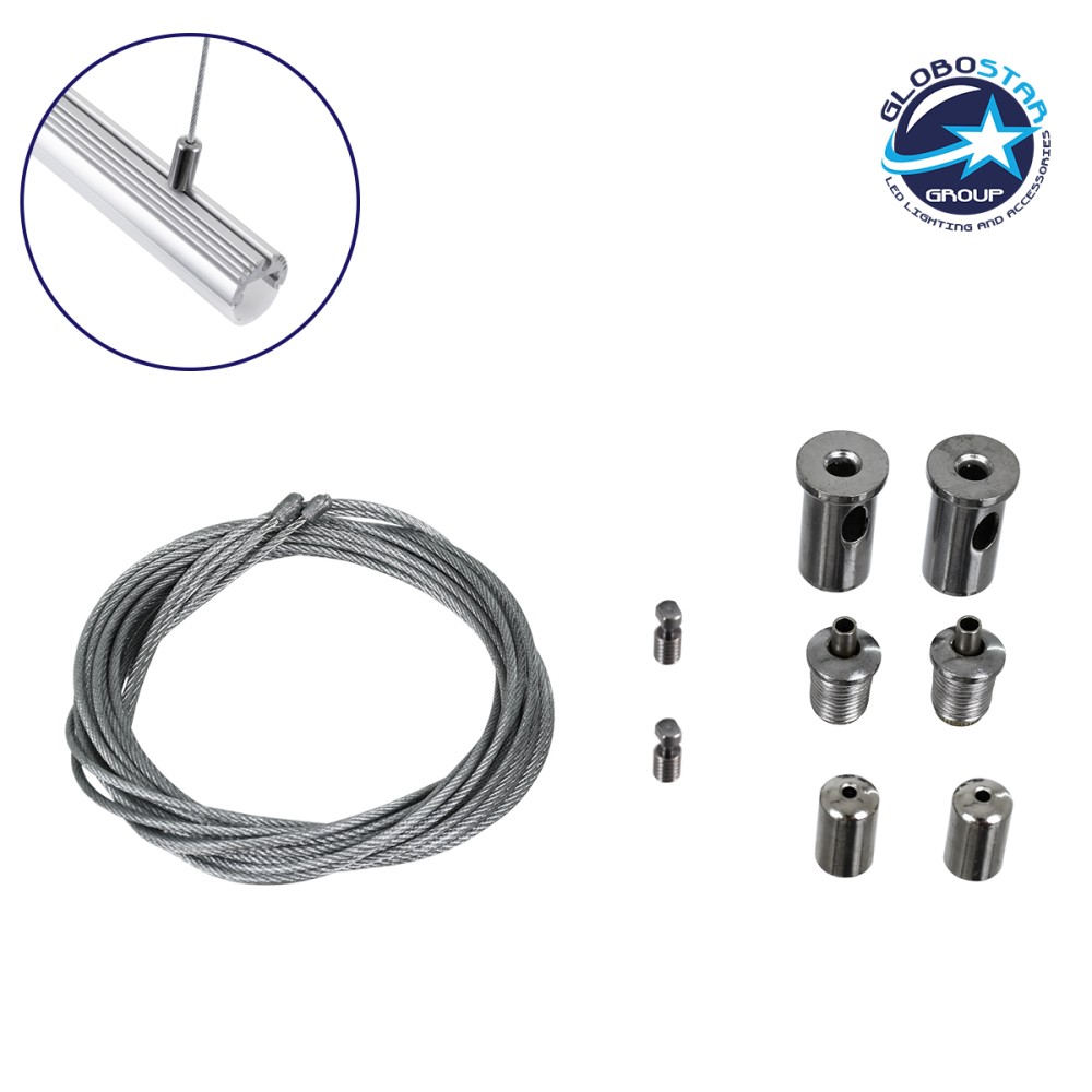GLOBOSTAR® SUSPENSION 70898 Σύστημα Κρέμασης με 2 Ρυθμιζόμενες Ντίζες & Εξαρτήματα Ειδικό για Προφίλ Αλουμινίου - Μ1 x Π1 x Υ100cm