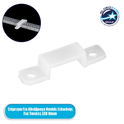 GLOBOSTAR® IPTUBE-A 70901 Βάση Στήριξης για Κανάλι Σιλικόνης Στεγανοποίησης Αδιάβροχο IP68 - Διάφανο - Μ2.7 x Π0.6 x Υ0.5cm