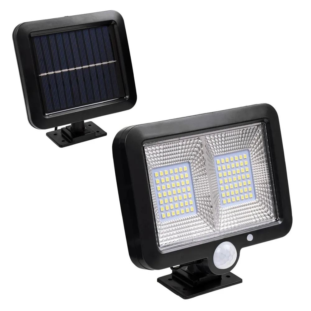 GLOBOSTAR® ZETA 71459 Προβολέας με Ανιχνευτή PIR / Αισθητήρα Κίνησης LED 20W 600lm 120° DC 5V με Φωτοβολταϊκό Panel 5V 1W & Επαναφορτιζόμενη Μπαταρία Li-ion 3.2V 2400mAh Αδιάβροχο IP65 Ψυχρό Λευκό 6000K - Sanan SMD Chip - Μαύρο - Μ15 x Π3.5 x Υ13cm - 