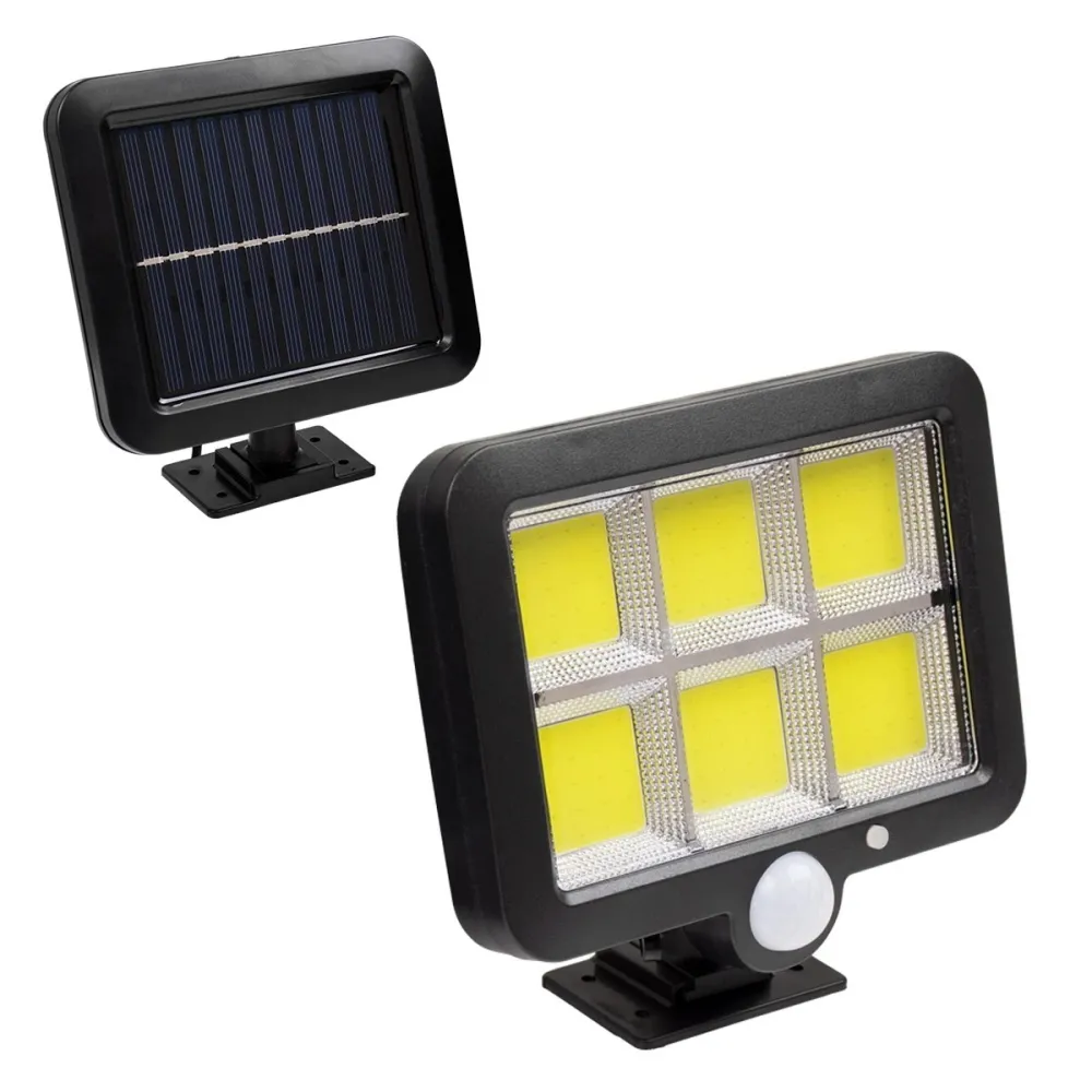 GLOBOSTAR® ZETA 71463 Προβολέας με Ανιχνευτή PIR / Αισθητήρα Κίνησης LED 20W 600lm 120° DC 5V με Φωτοβολταϊκό Panel 5V 1W & Επαναφορτιζόμενη Μπαταρία Li-ion 3.2V 2400mAh Αδιάβροχο IP65 Ψυχρό Λευκό 6000K - Sanan COB Chip - Μαύρο - Μ15 x Π3.5 x Υ13cm - 