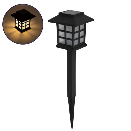 GLOBOSTAR® GLADE 71524 Διακοσμητικό Φωτιστικό Κήπου LED 1W 40lm 180° DC 5V με Φωτοβολταϊκό Panel 5V 0.1W & Επαναφορτιζόμενη Μπαταρία Li-ion 3.2V 300mAh Αδιάβροχο IP65 Θερμό Λευκό 2700K - Μ8.5 x Π8.5 x Υ23.5cm - 2 Χρόνια Εγγύηση